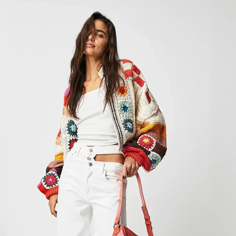 Anthropologie -SAACHI Square Checkered Multi Pattern Cardigan Sweater - Picture 6 of 7